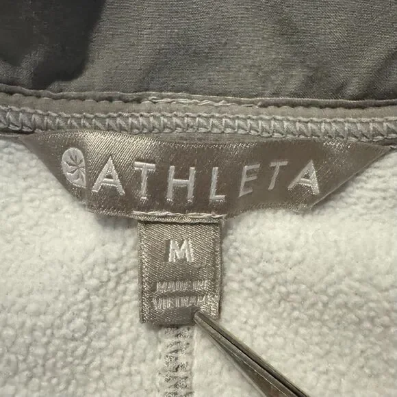 Athleta Victory Hoodie Jacket Full Zip Wmns M Gray Fitted Sweatshirt Thumbholes - Picture 3 of 11